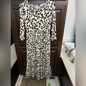 Celeste off white black leopard ruffle dress